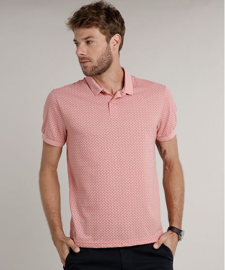 Polo-Masculina-Comfort-Estampada-Mini-Print-em-Piquet-Manga-Curta-Rosa-9640964-Rosa_1
