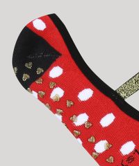 Meia-Feminina-Sapatilha-Minnie-Estampada-Vermelha-9715805-Vermelho_2