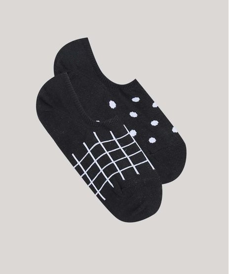 Kit-de-2-Meias-Femininas-Invisiveis-Estampadas-Preto-9696910-Preto_1