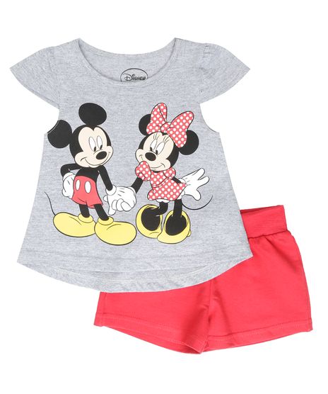 Conjunto-de-Blusa-Cinza-Mescla---Short-Mickey-e-Minnie-Vermelho-8559190-Vermelho_1