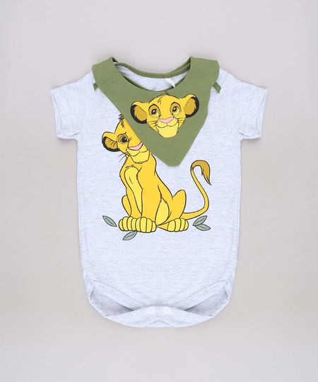 Kit-de-Body-Infantil-Simba-Manga-Curta---Babador-Cinza-Mescla-Claro-9703058-Cinza_Mescla_Claro_1