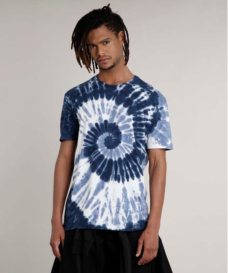 Camiseta-Masculina-Estampada-Tie-Dye-Espiral-Manga-Curta-Gola-Careca-Azul-Escuro-9702768-Azul_Escuro_1