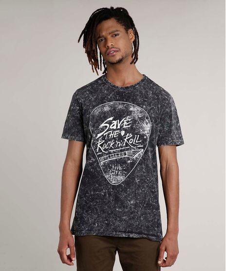 Camiseta-Masculina-Marmorizada-Manga-Curta-Gola-Careca-Preta-9645374-Preto_1