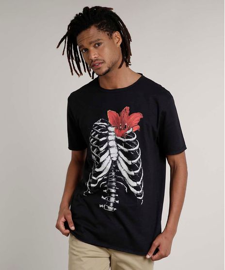 Camiseta-Masculina-Flame-Esqueleto-Manga-Curta-Gola-Careca-Preta-9704561-Preto_1