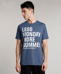 Camiseta-Masculina--Less-Monday-More-Summer--Manga-Curta-Gola-Careca-Azul-9159185-Azul_1