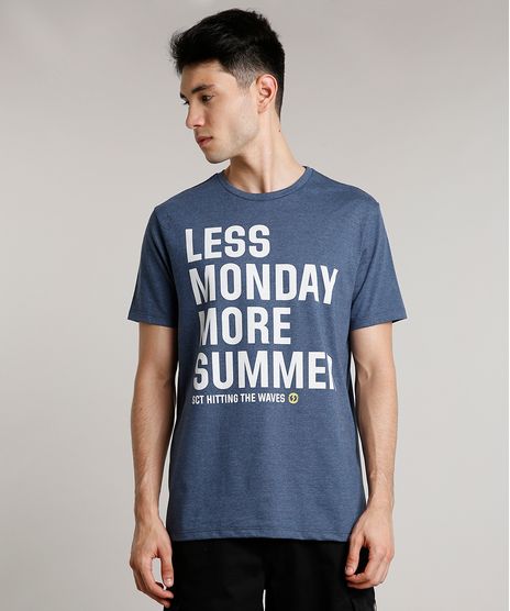 Camiseta-Masculina--Less-Monday-More-Summer--Manga-Curta-Gola-Careca-Azul-9159185-Azul_1