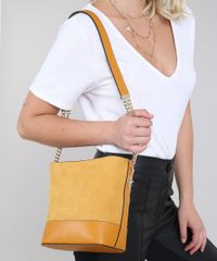 Bolsa-Feminina-Pequena-em-Suede-com-Correntes-Mostarda-9483378-Mostarda_2