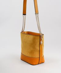 Bolsa-Feminina-Pequena-em-Suede-com-Correntes-Mostarda-9483378-Mostarda_3