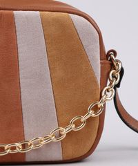 Bolsa-Feminina-Transversal-Pequena-com-Recorte-em-Suede-e-Corrente-Caramelo-9604660-Caramelo_5