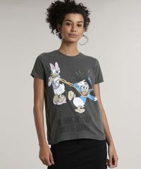 Blusa-Feminina-Pato-Donald-e-Margarida-Manga-Curta-Decote-Redondo-Chumbo-9684882-Chumbo_1