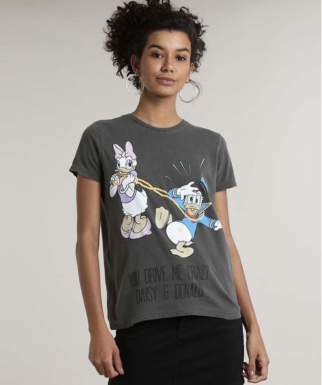 Blusa-Feminina-Pato-Donald-e-Margarida-Manga-Curta-Decote-Redondo-Chumbo-9684882-Chumbo_1