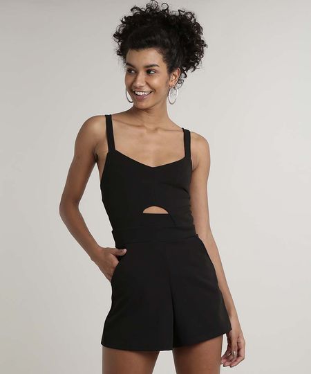 Macaquinho-Feminino-com-Vazado-e-Bolsos-Alca-Media-Preto-9697070-Preto_1