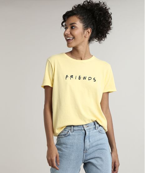 Blusa-Feminina-Friends-Manga-Curta-Decote-Redondo-Amarela-9704509-Amarelo_1