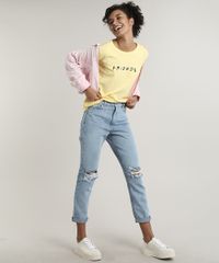 Blusa-Feminina-Friends-Manga-Curta-Decote-Redondo-Amarela-9704509-Amarelo_3