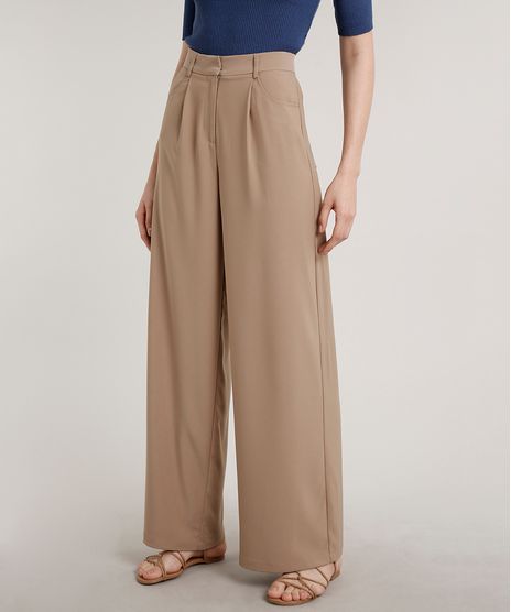 Calca-Feminina-Mindset-Pantalona-Alfaiatada-com-Bolsos-Bege-Escuro-9618502-Bege_Escuro_1