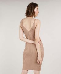 Vestido-Feminino-Mindset-Curto-em-Trico-Canelado-Decote-V-Bege-Escuro-9784537-Bege_Escuro_2