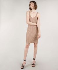 Vestido-Feminino-Mindset-Curto-em-Trico-Canelado-Decote-V-Bege-Escuro-9784537-Bege_Escuro_3