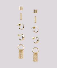Kit-de-5-Brincos-Femininos-Folheados-Dourado-9650212-Dourado_1
