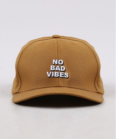 Bone-Masculino-Aba-Curva-com-Bordado--No-Bad-Vibes--Caramelo-9659891-Caramelo_1