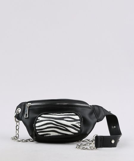 Pochete-Feminina-com-Corrente-e-Bolso-Estampado-Animal-Print-Preta-9614934-Preto_1 Pochete-Feminina-com-Corrente-e-Bolso-Estampado-Animal-Print-Preta-9614934-Preto_1