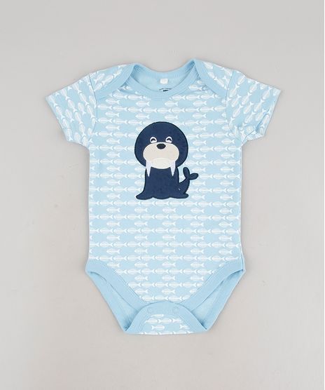 Body-Infantil-com-Patch-de-Leao-Marinho-Estampado-de-Peixe-Manga-Curta-Azul-Claro-9586952-Azul_Claro_1