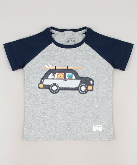 Camiseta-Infantil-com-Patch-de-Carro-e-Bichinhos-Raglan-Manga-Curta-Cinza-Mescla-9660204-Cinza_Mescla_1