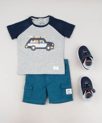 Camiseta-Infantil-com-Patch-de-Carro-e-Bichinhos-Raglan-Manga-Curta-Cinza-Mescla-9660204-Cinza_Mescla_3