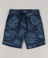 Bermuda-de-Sarja-Infantil-Estampada-Floral-com-Bolsos-Azul-Marinho-9644516-Azul_Marinho_1