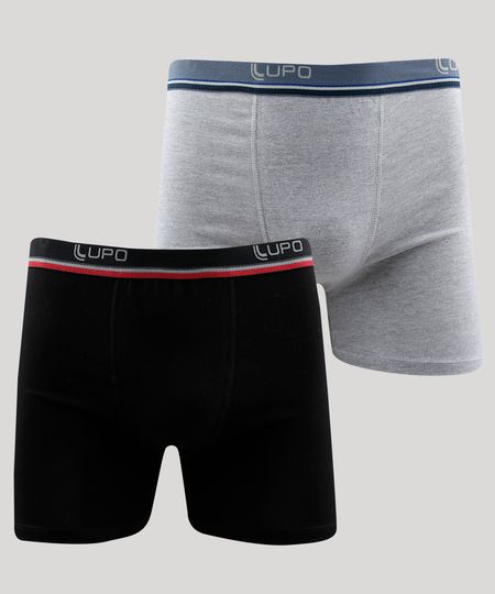 Kit de 2 Cuecas Boxer Masculina Lupo Multicor - P Menor preço em Kit de 2 Cuecas Boxer Masculina Lupo Multicor - P