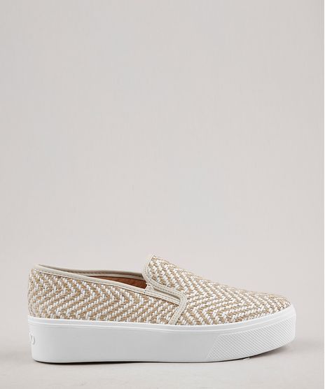 Tenis-Slip-On-Feminino-Via-Uno-Flatform-Texturizado-Bege-9662060-Bege_1