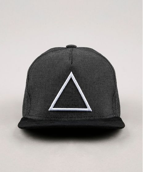 Bone-Masculino-Triangulo-Aba-Reta-com-Bordado-e-Suede-Cinza-Mescla-Escuro-9659889-Cinza_Mescla_Escuro_1