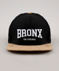 Bone-Masculino--Bronx-The-Original--Aba-Reta-com-Bordado-e-Suede-Preto-9659892-Preto_1