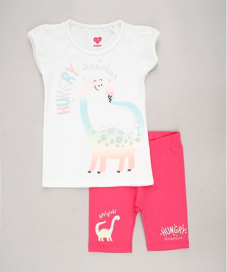 Conjunto-Infantil-Dinossauro-Hungry-de-Blusa-Manga-Curta-Off-White---Bermuda--Rosa-Escuro-9679487-Rosa_Escuro_1