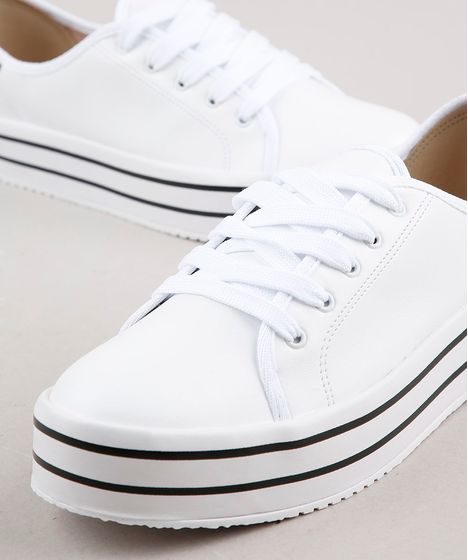 tenis feminino branco com listras pretas