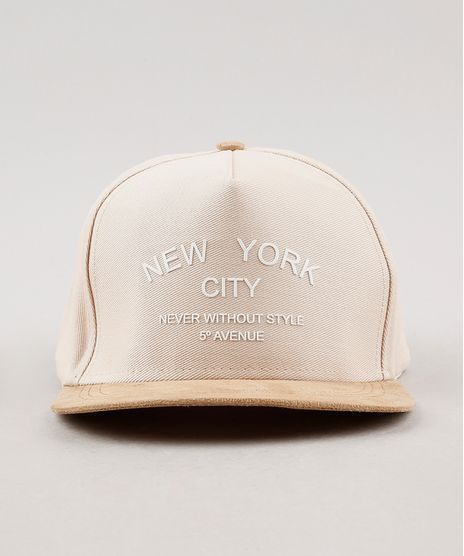 Bone-Masculino-New-York-Aba-Reta-em-Suede-com-Bordado--Bege-Claro-9659896-Bege_Claro_1