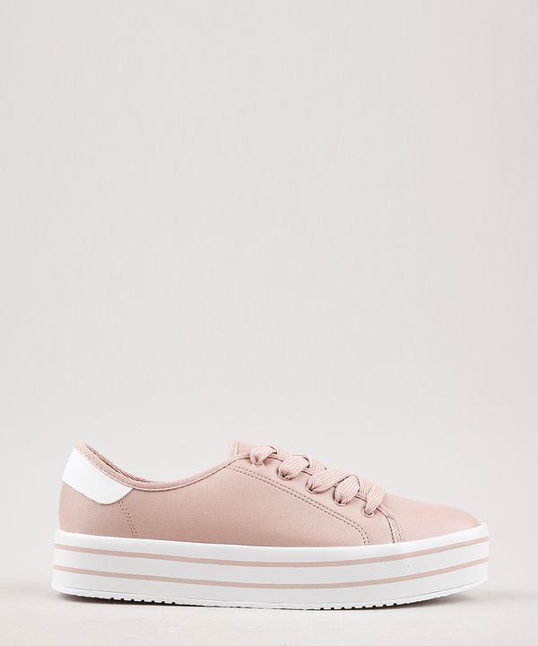 Tênis Feminino Beira Rio Flatform com Listras Rosê 35