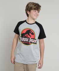 Camiseta-Infantil-Jurassic-Park-Raglan-Manga-Curta-Cinza-Mescla-9660723-Cinza_Mescla_1
