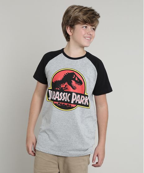Camiseta-Infantil-Jurassic-Park-Raglan-Manga-Curta-Cinza-Mescla-9660723-Cinza_Mescla_1