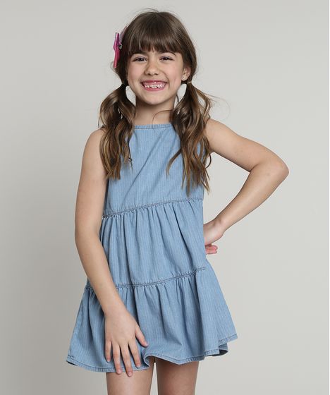 vestido jeans longo infantil