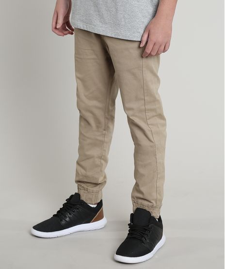 Calca-de-Sarja-Infantil-Jogger-com-Bolsos-Kaki-9658710-Kaki_1