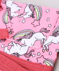 Roupao-Infantil-Atoalhado-Estampado-de-Unicornios-com-Bolso-Manga-Curta-Rosa-Neon-9655160-Rosa_Neon_5