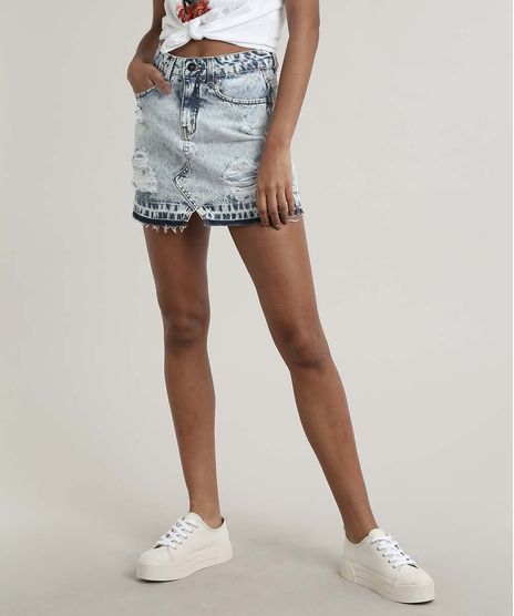 Saia-Jeans-Feminina-Curta-Destroyed-com-Barra-a-Fio-Azul-Claro-9676263-Azul_Claro_1