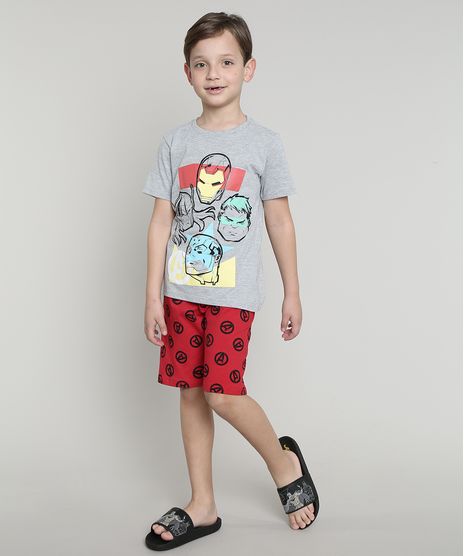 Pijama-Infantil-Os-Vingadores-Manga-Curta-Cinza-Mescla-9632358-Cinza_Mescla_1