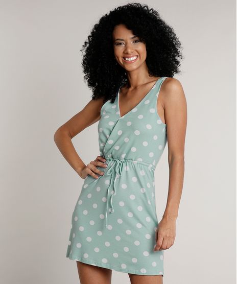 Vestido-Feminino-Curto-Transpassado-Estampado-de-Poa-com-Cordao-Sem-Manga-Verde-Agua-9613390-Verde_Agua_1