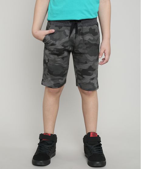Bermuda-Infantil-em-Moletom-Estampada-Camuflada-Com-Bolsos-Cinza-Mescla-Escuro-9698772-Cinza_Mescla_Escuro_1