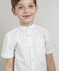 Camisa-Infantil-Estampada-Xadrez-com-Bolso-Manga-Curta-Gola-Portuguesa-Off-White-9545414-Off_White_4