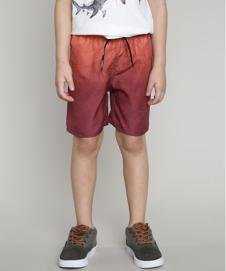 Bermuda-Surf-Infantil-Estampada-de-Folhagem-com-Degrade-Vermelha-9644129-Vermelho_1
