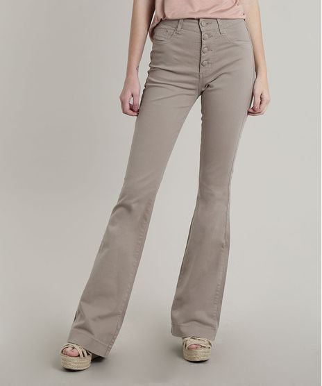 Calca-de-Sarja-Feminina-Sawary-Flare-com-Botoes-Bege-9748509-Bege_1