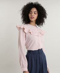 Camisa-Feminina-Mindset-Texturizada-com-Babado-Manga-Longa-Decote-Redondo-Rose-9797402-Rose_1