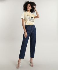 T-Shirt-Feminina-Mindset-Flintstones-Estampada-Tie-Dye-Manga-Curta-Decote-Redondo-Amarela-9803338-Amarelo_3